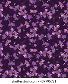 Seamless pattern with bellflowers. Floral ornament. Background