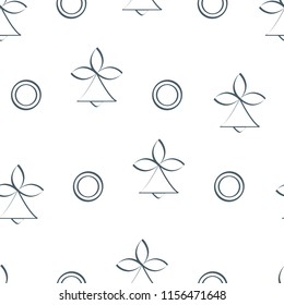Seamless pattern with bells and circles. Abstract Christmas and New Year 2019 background. Design for packaging paper, fabric and other print.