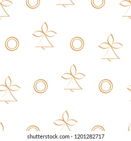 Seamless pattern with bells and circles. Abstract Christmas and New Year 2019 background. Design for packaging paper, fabric and other print.
