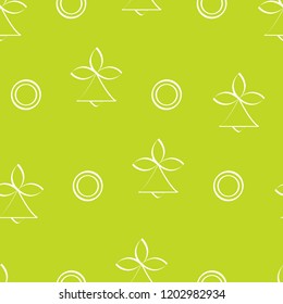 Seamless pattern with bells and circles. Abstract Christmas and New Year 2019 background. Design for packaging paper, fabric and other print.