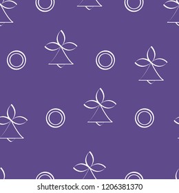 Seamless pattern with bells and circles. Abstract Christmas and New Year 2019 background. Design for packaging paper, fabric and other print.