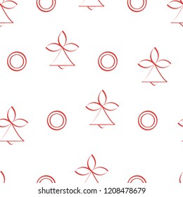 Seamless pattern with bells and circles. Abstract Christmas and New Year 2019 background. Design for packaging paper, fabric and other print.