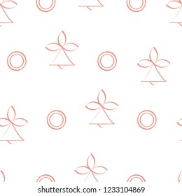Seamless pattern with bells and circles. Abstract Christmas and New Year 2019 background. Design for packaging paper, fabric and other print.