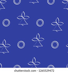 Seamless pattern with bells and circles. Abstract Christmas and New Year 2019 background. Design for packaging paper, fabric and other print.