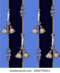 Seamless pattern with belt and chain. Vector