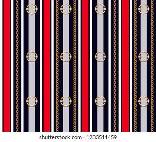 Seamless pattern with belts, chain and braid for fabric 