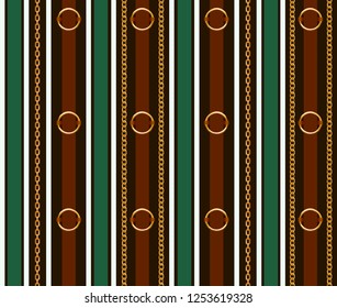 Seamless pattern with belts, chain and braid for fabric design.