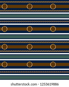 Seamless pattern with belts, chain and braid for fabric design.
