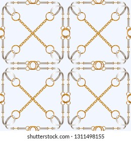 Seamless pattern with belts, chain and braid for fabric design