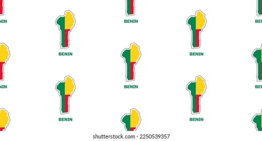 Patrón transparente del mapa del país BENIN en los colores de la bandera BENIN. Con la leyenda del nombre del país "BENIN".
