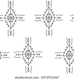Patrón sin fisuras con símbolos tribales bereberes en estilo de contorno