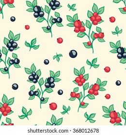 seamless pattern with berries black and red currant