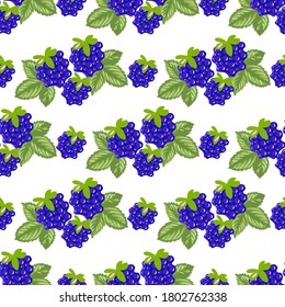 Seamless pattern with berries and BlackBerry leaves, great summer background for packaging design, fabrics, paper, vector illustration