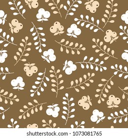 Seamless pattern: Berries and branches with leaves