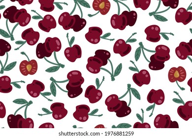 Seamless pattern of berries, color vector