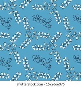 Patrón sin inconvenientes de bayas, flores y hojas. El adorno floral dibujado a mano. Diseño para textiles, papel, embalaje, ropa de cama de elementos de doodle coloridos al estilo folclórico. Ilustración del vector
