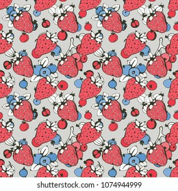 Seamless pattern with berries. Food background texture. Wallpaper