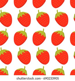 Seamless pattern with berries of fresh strawberry in flat style a vector.Element of design of a background for the page of the website,wrapping paper,for wallpaper.