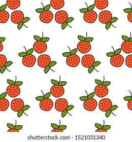 
Seamless pattern of berries and leaves. Textile ornament.