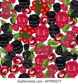 Seamless pattern with berries. Natural Organic background.