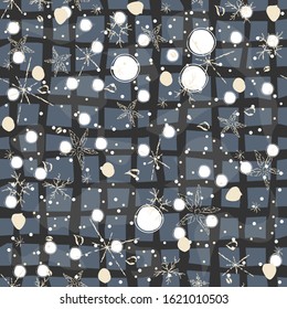 Seamless Pattern with berries on subtle blue background. Vector illustration.Winter Collection
