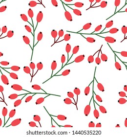 Seamless pattern with berries on a white background.  Vector design for wrapping paper, textile. 
