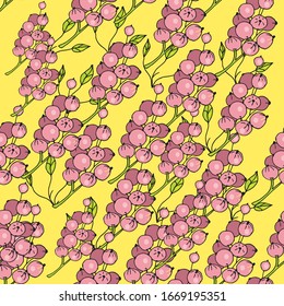 Seamless pattern with berries on a yellow background.