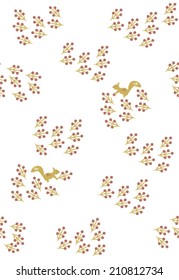 Seamless pattern of berries and squirrels