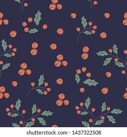 Seamless pattern with berries. Vector illustration, plant design, for printing on fabric, clothing, packaging paper, bedding, printing, postcards.