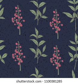 Seamless pattern with berries. Vintage design in sketch style. Hand-drawn vector illustration