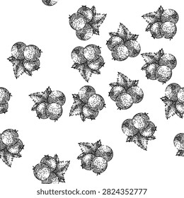 seamless pattern berry black currant hand drawn. fruit ripe, sweet food, leaf group berry black currant black sketch illustration