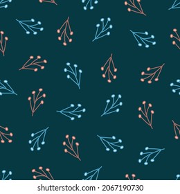 Seamless pattern with berry branches, Christmas background, wrapper.