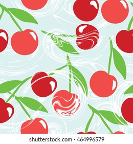 Seamless pattern with berry cherry