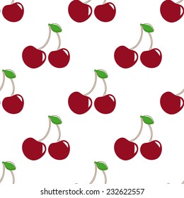 Seamless pattern with  berry cherry. Endless repeating print background texture. Fabric design. Vector pattern