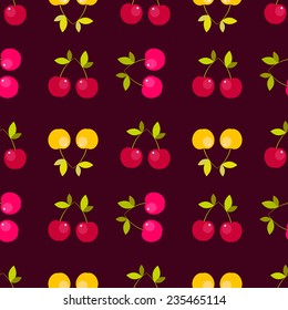 Seamless pattern with berry cherry. Endless repeating print background texture. Fabric design. 