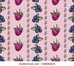 Seamless pattern with berry. Hand drawing decorative background. Vector pattern. Print for textile, cloth, wallpaper, scrapbooking