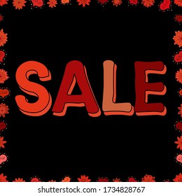 Seamless pattern. Best sale banner. Bright abstract background with text. Illustration in orange, red and black colors. Original poster for discount. Vector illustration.