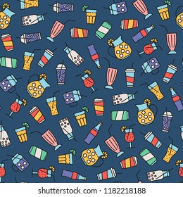 seamless pattern with beverage icons