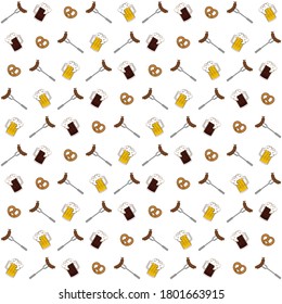 Seamless pattern with beverage for Oktoberfest