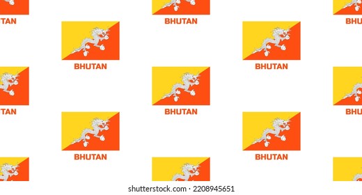 Un patrón sin fisuras de la bandera del país de BHUTAN.  Con la descripción del nombre del país "BHUTAN".