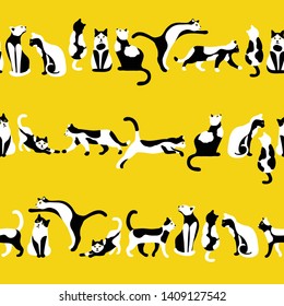 Seamless pattern with bicolor cats