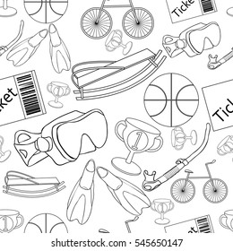 seamless pattern a bicycle ball, basketball sports  coloring .vector illustration
