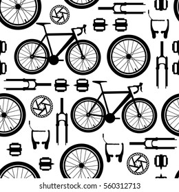 Seamless pattern of bicycle parts