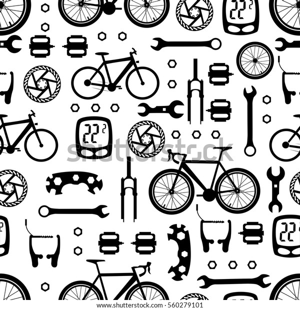 Seamless Pattern Bicycle Parts Stock Vector (Royalty Free) 560279101