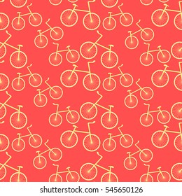 seamless pattern a bicycle a sports on pink vector illustration

