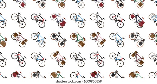Seamless Pattern bicycle vector cycling touring isolated wallpaper vintage background