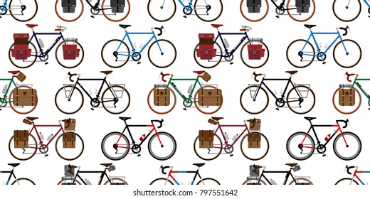 Seamless Pattern bicycle vector cycling isolated wallpaper vintage background