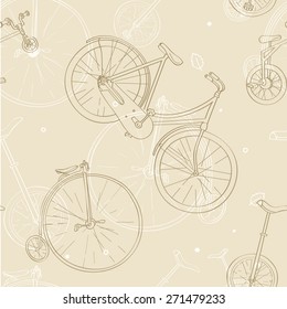 Seamless pattern with bicycles.