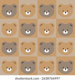 Seamless pattern of big bear head