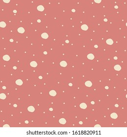 Seamless Pattern with big bubbles and dots on pink background. Vector Illustration